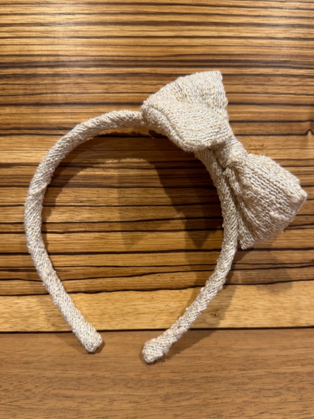 Children's Off-White Tweed Bow Headband O/S